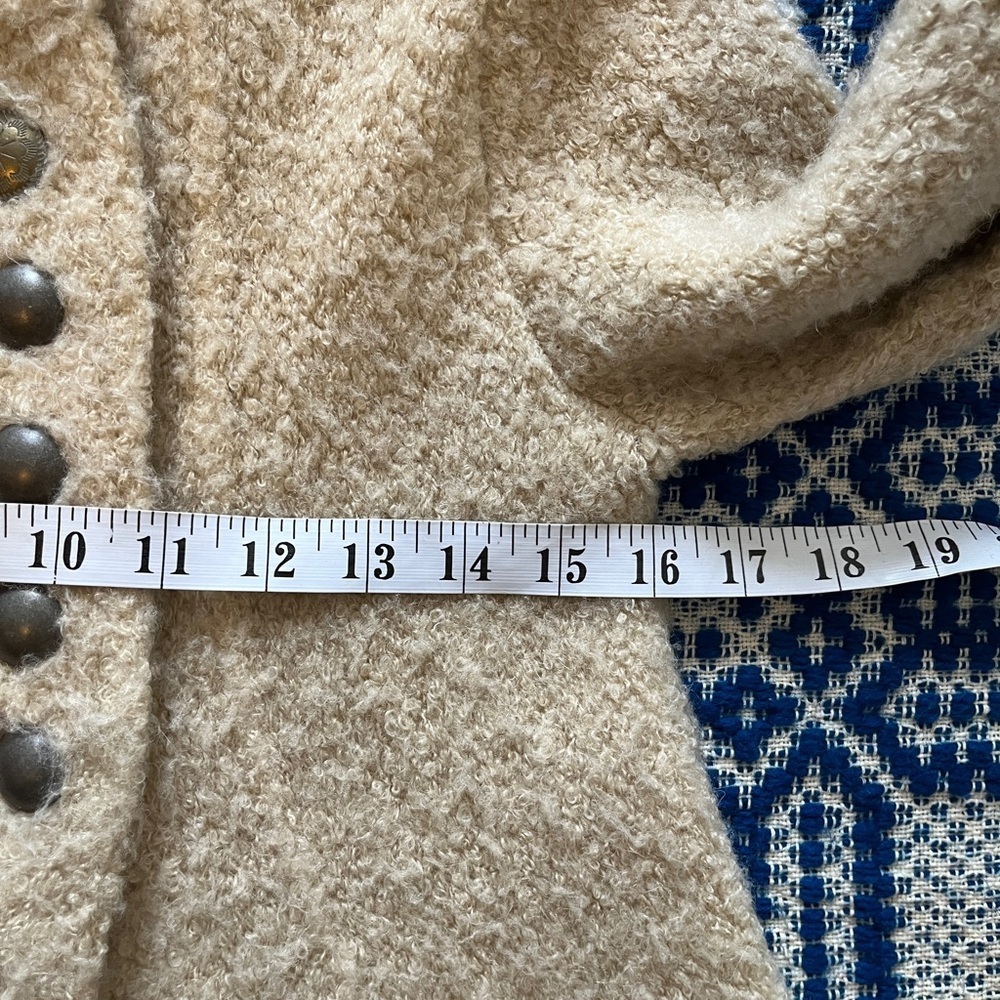 Free People Military Bell Sleeve Wool Blend Teddy Fuzzy Coat Size XS In Oatmeal - Picture 12 of 13